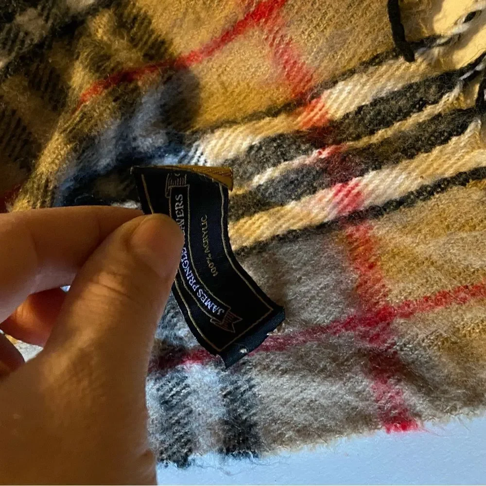 JAMES PRINGLE WEAVERS acrylic Scarf Camel Thomson Tartan Plaid Novacheck Unisex